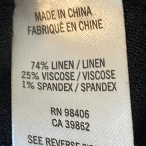 Theory Randelle Sag Harbor Linen Blend Black V-Neck Women's Top - Picture 6 of 7